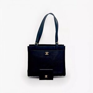 Chanel Timeless Black Caviar Tote Bag Gold Hardware Dust W/ Wallet